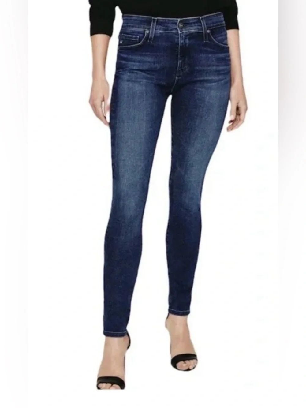 Ag Adriano Goldschmied the Farrah Dark Blue High-Rise Skinny DARK WASH Jean 32R